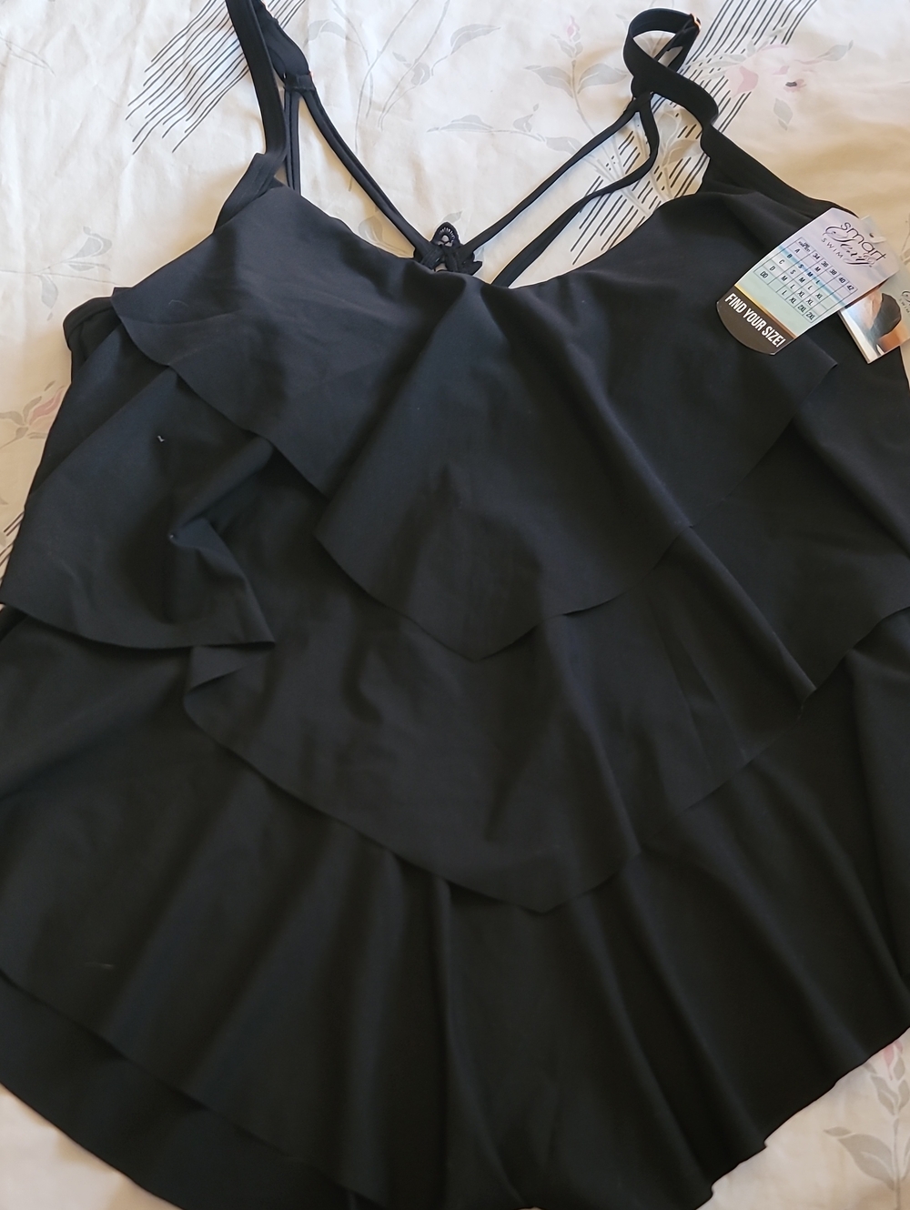 smart & sexy Black Ruffle Swim Cami